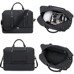 Canvas Overnight Bag Oversized Travel Duffel Leather For Men And Women Weekender Tote (Black-D) -Vera Bradley Shop 41BcgZ Dd L