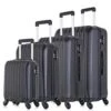 4PCS Travel Luggage Set Carry On Luggage With Spinner Wheels ABS Trolley Spinner Suitcase W/Lock (Black)
