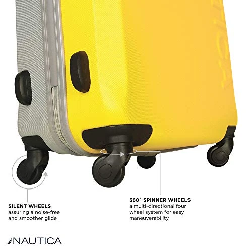 Nautica Hardside Carry On Luggage - 20 Inch Spinner Wheels Suitcase Lightweight Rolling Travel Bag For Under Seat, Yellow/Silver 10 Nautica Hardside Carry On Luggage - 20 Inch Spinner Wheels Suitcase Lightweight Rolling Travel Bag For Under Seat, Yellow/Silver - Image 8