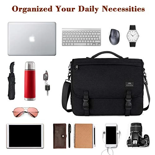 Messenger Bag For Men, Briefcases Lightweight Men's Laptop Bag 15.6 Inch Water Resistant Crossbody School Satchel Bags For Boys Computer Work Office Bag With Shoulder Strap, Black 5 Messenger Bag For Men, Briefcases Lightweight Men's Laptop Bag 15.6 Inch Water Resistant Crossbody School Satchel Bags For Boys Computer Work Office Bag With Shoulder Strap, Black - Image 3