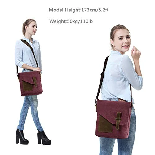 Small Messenger Bag For Women,VASCHY Vintage Canvas Leather Lightweight Crossbody Bag Burgundy 9 Small Messenger Bag For Women,VASCHY Vintage Canvas Leather Lightweight Crossbody Bag Burgundy - Image 7