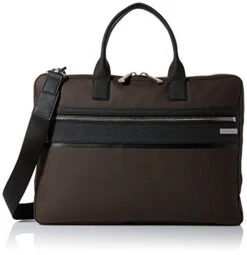 Calvin Klein Men'S Nylon With Saffiano Trim Slim Attache, Dark Chocolate Brown