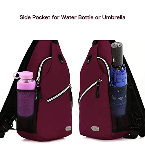 MOSISO Rope Sling Backpack (Up To 13 Inch), Multipurpose Crossbody Chest Shoulder Outdoor Travel Hiking Daypack, Wine Red 4 MOSISO Rope Sling Backpack (Up To 13 Inch), Multipurpose Crossbody Chest Shoulder Outdoor Travel Hiking Daypack, Wine Red - Image 2