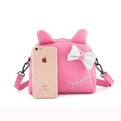 Pinky Family Cute Cat Ear Kids Handbags Candy Color Crossbody Bags Pu Leather Shoulder Bags (Pink) -Vera Bradley Shop 41DH2ClmNEL