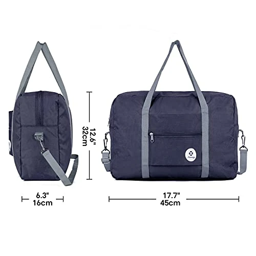 For Spirit Airlines Foldable Travel Duffel Bag Tote Carry On Luggage Sport Duffle Weekender Overnight For Women And Girls (3112 Dark Blue ( With Shoulder Strap)) 5 For Spirit Airlines Foldable Travel Duffel Bag Tote Carry On Luggage Sport Duffle Weekender Overnight For Women And Girls (3112 Dark Blue ( With Shoulder Strap)) - Image 3