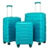 COOLIFE Luggage Expandable(only 28”) Suitcase 3 Piece Set PP Material With TSA Lock Spinner Carry On Hard- Side 20in24in28in (lake Blue, 3 Piece Set)
