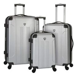 Travelers Club Chicago Hardside Expandable Spinner Luggage, Silver, 3-Piece Set (20/24/28)
