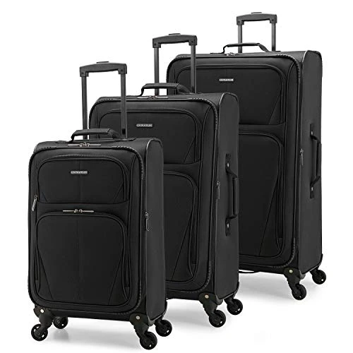 U.S. Traveler Aviron Bay Expandable Softside Luggage With Spinner Wheels, Black, 3-Piece Set (23/27/31) 3 U.S. Traveler Aviron Bay Expandable Softside Luggage With Spinner Wheels, Black, 3-Piece Set (23/27/31)
