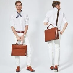 Bostanten Leather Briefcase Shoulder Laptop Business Vintage Slim Bags For Men & Women 17 Bostanten Leather Briefcase Shoulder Laptop Business Vintage Slim Bags For Men & Women -Vera Bradley Shop 41HK amFZvL