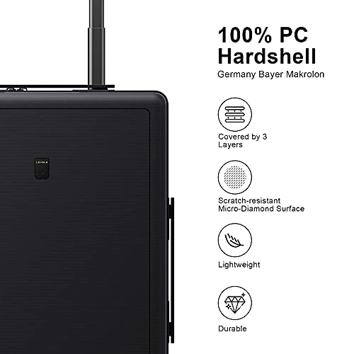 LEVEL8 Luminous Textured Medium Checked Luggage, 24” Hardshell Suitcase, Lightweight PC Textured Hardside Spinner Trolley For Luggage, TSA Approved Checked Luggage With 8 Spinner Wheels, Black, 24-Inch Checked-In 10 LEVEL8 Luminous Textured Medium Checked Luggage, 24” Hardshell Suitcase, Lightweight PC Textured Hardside Spinner Trolley For Luggage, TSA Approved Checked Luggage With 8 Spinner Wheels, Black, 24-Inch Checked-In - Image 8