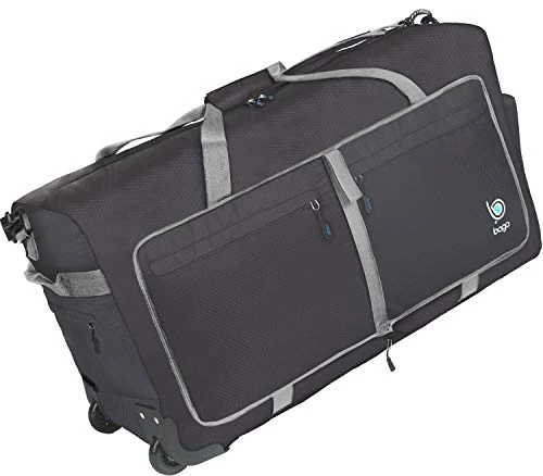 Wheeled Duffle Bag Luggage - 100L Large Rolling Duffel Bag 30 Inch Folding Duffle Bag For Travel - Packable Duffle Bag With Rollers (Black) 3 Wheeled Duffle Bag Luggage - 100L Large Rolling Duffel Bag 30 Inch Folding Duffle Bag For Travel - Packable Duffle Bag With Rollers (Black)