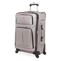 SwissGear Sion Softside Expandable Luggage, Pewter, Checked-Medium 25-Inch