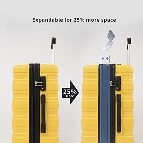 Flieks Luggage Sets TSSA 3 Piece Spinner Suitcase Lightweight 20 24 28 Inch (Yellow) 8 Flieks Luggage Sets TSSA 3 Piece Spinner Suitcase Lightweight 20 24 28 Inch (Yellow) - Image 6