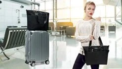 Lily & Drew Nylon Crossbody Bag For Women With Shoulder Strap, Luggage Strap, Laptop Sleeve (Black) -Vera Bradley Shop 41IHbxV9KvL