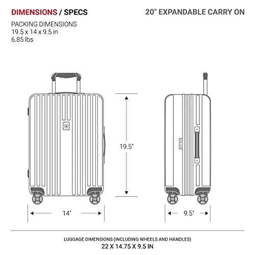 SwissGear 7910 Hardside Expandable Spinner Wheel Luggage With TSA Lock And USB, Black, Carry-On 20-Inch 7 SwissGear 7910 Hardside Expandable Spinner Wheel Luggage With TSA Lock And USB, Black, Carry-On 20-Inch - Image 5