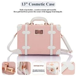 COTRUNKAGE 26 Inch Large Vintage Luggage Set 2 Pieces Rolling Suitcases For Women (13" & 26", Embossed Pink) -Vera Bradley Shop 41Ib4FqGbuL