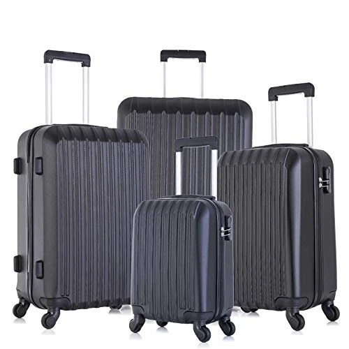 4 Piece Luggage Sets With Spinner Wheels Travel Suitcase Hard-shell Lightweight 16" 20" 24" 28" (4 PCS LM Black) 3 4 Piece Luggage Sets With Spinner Wheels Travel Suitcase Hard-shell Lightweight 16" 20" 24" 28" (4 PCS LM Black)