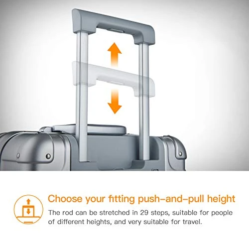 Bamboo Wolf 20-inch Aluminum-Magnesium Alloy Carry-on Hardside Suitcase Hard Shell Luggage, Built-In TSA Lock, Zipperless Fashion With Spinner Wheels For Travel / Business, Silver 6 Bamboo Wolf 20-inch Aluminum-Magnesium Alloy Carry-on Hardside Suitcase Hard Shell Luggage, Built-In TSA Lock, Zipperless Fashion With Spinner Wheels For Travel / Business, Silver - Image 4