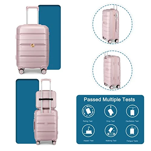 Somago 20IN Carry On Luggage And 14IN Mini Cosmetic Cases Travel Set Hardside Luggage With Spinner Wheels Lightweight Polypropylene Suitcase With TSA Lock (2-Piece Set (14/20), Nude Pink) 6 Somago 20IN Carry On Luggage And 14IN Mini Cosmetic Cases Travel Set Hardside Luggage With Spinner Wheels Lightweight Polypropylene Suitcase With TSA Lock (2-Piece Set (14/20), Nude Pink) - Image 4