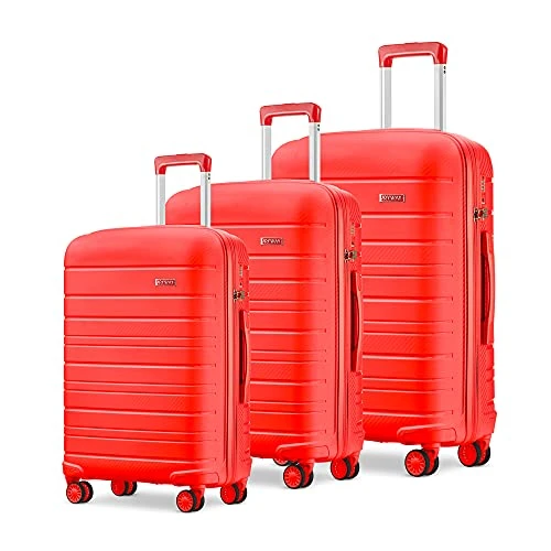 JOYWAY 3 Pcs Luggage Set Hardside Lightweight Spinner Suitcase With TSA Lock… (red) 3 JOYWAY 3 Pcs Luggage Set Hardside Lightweight Spinner Suitcase With TSA Lock… (red)