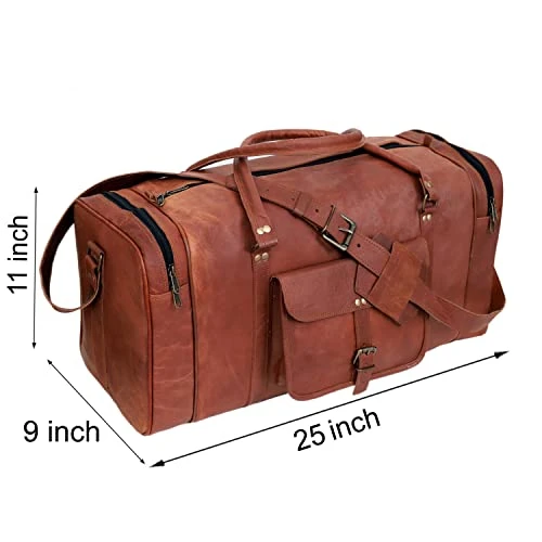24 Inch Genuine Leather Duffel Travel Overnight Weekend Leather Bag Sports Gym Duffel Luggage Travel Bag For Men And Women Travelling Cabin Duffle Yoga Gym Bag (24 Inch Brown) 7 24 Inch Genuine Leather Duffel Travel Overnight Weekend Leather Bag Sports Gym Duffel Luggage Travel Bag For Men And Women Travelling Cabin Duffle Yoga Gym Bag (24 Inch Brown) - Image 5