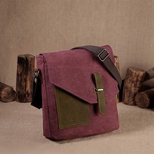 Small Messenger Bag For Women,VASCHY Vintage Canvas Leather Lightweight Crossbody Bag Burgundy 4 Small Messenger Bag For Women,VASCHY Vintage Canvas Leather Lightweight Crossbody Bag Burgundy - Image 2