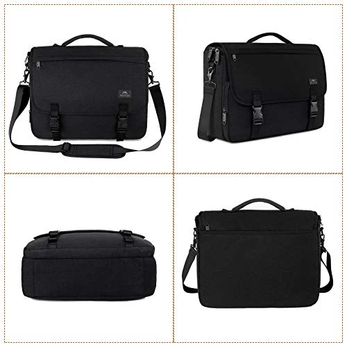 Messenger Bag For Men, Briefcases Lightweight Men's Laptop Bag 15.6 Inch Water Resistant Crossbody School Satchel Bags For Boys Computer Work Office Bag With Shoulder Strap, Black 6 Messenger Bag For Men, Briefcases Lightweight Men's Laptop Bag 15.6 Inch Water Resistant Crossbody School Satchel Bags For Boys Computer Work Office Bag With Shoulder Strap, Black - Image 4