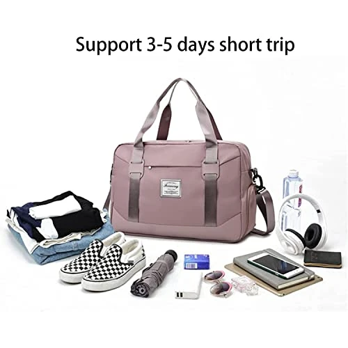 FOAN & MABLE Womens Travel Bags, Weekender Carry On For Women, Sports Gym Bag, Workout Duffel Bag, Overnight Shoulder Bag Fit 15.6 Inch Laptop Pink Large 4 FOAN & MABLE Womens Travel Bags, Weekender Carry On For Women, Sports Gym Bag, Workout Duffel Bag, Overnight Shoulder Bag Fit 15.6 Inch Laptop Pink Large - Image 2