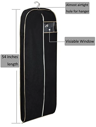 MISSLO Breathable 54" Suit Dress Black Garment Bag Gusseted, 2 Pack 6 MISSLO Breathable 54" Suit Dress Black Garment Bag Gusseted, 2 Pack - Image 4