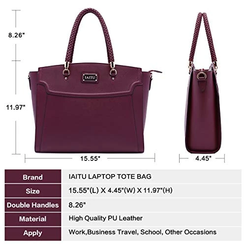 Laptop Tote Bag For Women,13-15.6 Inches Spacious Tablet Handbag Shoulder Bag For Laptop Computer Tablet(Darkpurple-N) 6 Laptop Tote Bag For Women,13-15.6 Inches Spacious Tablet Handbag Shoulder Bag For Laptop Computer Tablet(Darkpurple-N) - Image 4