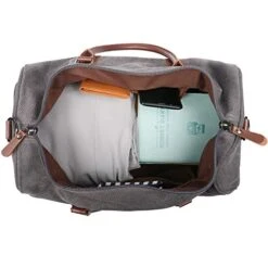 Oflamn Large Duffle Bag Canvas Leather Weekender Overnight Travel Carry On Tote Bag With Shoe Compartment And Toiletry Bag (Grey) 14 Oflamn Large Duffle Bag Canvas Leather Weekender Overnight Travel Carry On Tote Bag With Shoe Compartment And Toiletry Bag (Grey) -Vera Bradley Shop 41MVVtnUzkL