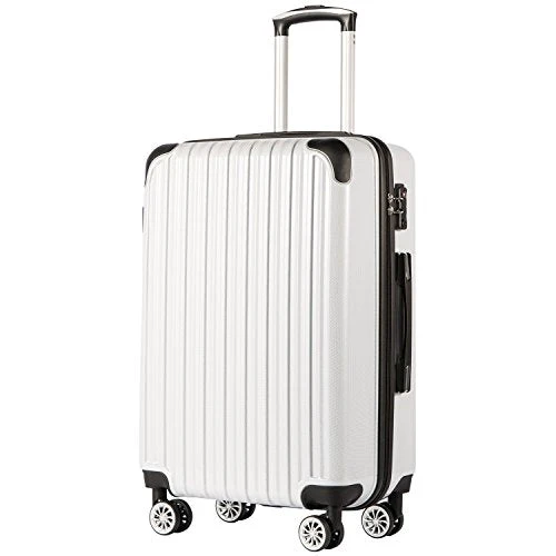 Coolife Luggage Expandable(only 28") Suitcase PC+ABS Spinner 20in 24in 28in Carry On (white Grid New, L(28in)) 3 Coolife Luggage Expandable(only 28") Suitcase PC+ABS Spinner 20in 24in 28in Carry On (white Grid New, L(28in))