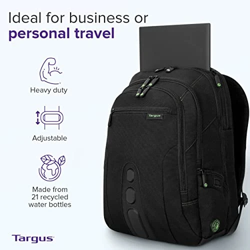 Targus Travel Laptop Backpack For 15.6 Inch Laptops, TSA Checkpoint-Friendly Carry On Travel Backpack For Women Men Business/College Laptop Bag For Work School Travel, Black (TBB013US) 8 Targus Travel Laptop Backpack For 15.6 Inch Laptops, TSA Checkpoint-Friendly Carry On Travel Backpack For Women Men Business/College Laptop Bag For Work School Travel, Black (TBB013US) - Image 6