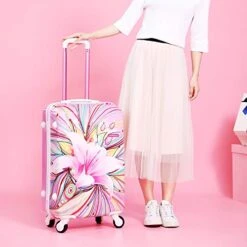 AO WEI LA OW Tourist Luggage Carry On Luggage With Spinner Wheels Rolling Suitcase For Women And Girls, Ascending Gardens Flowers (Pink ,20 Inch) 15 AO WEI LA OW Tourist Luggage Carry On Luggage With Spinner Wheels Rolling Suitcase For Women And Girls, Ascending Gardens Flowers (Pink ,20 Inch) -Vera Bradley Shop 41NGkZJhgAL