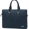 Bostanten Leather Briefcase Shoulder Cross-Body Laptop Business Bag For Men & Women Blue Cross
