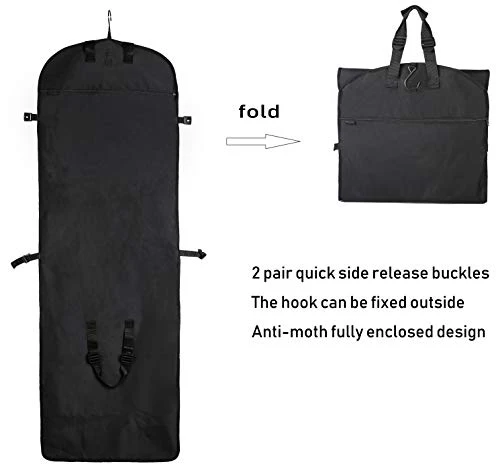 Magictodoor 60" Garment Bag Tri-Fold Gown Length W/Hanging Hook Large Pocket Destination Bag 5 Magictodoor 60" Garment Bag Tri-Fold Gown Length W/Hanging Hook Large Pocket Destination Bag - Image 3