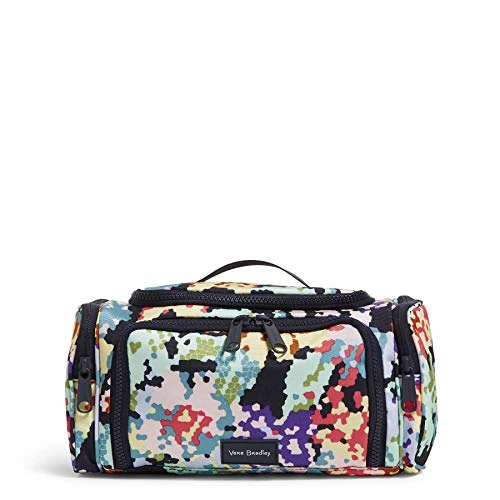 Vera Bradley Women's Recycled Lighten Up Reactive Large Travel Cosmetic Makeup Organizer Bag, Happy Blooms Cross-Stitch, One Size 3 Vera Bradley Women's Recycled Lighten Up Reactive Large Travel Cosmetic Makeup Organizer Bag, Happy Blooms Cross-Stitch, One Size