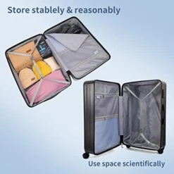 TydeCkare 20 Inch Carrry On Luggage With Front Zipper Pocket, 45L, Lightweight ABS+PC Hardshell Suitcase With TSA Lock & Spinner Silent Wheels, Convenient For Business Trips, Black -Vera Bradley Shop 41P5UZnFcvL