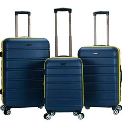 Rockland Melbourne Hardside Expandable Spinner Wheel Luggage, Navy, 3-Piece Set (20/24/28)