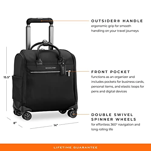 Briggs & Riley Rhapsody Softside Underseat Carry On Cabin Spinner, Black, Wide 16-Inch 18 Briggs & Riley Rhapsody Softside Underseat Carry On Cabin Spinner, Black, Wide 16-Inch - Image 16