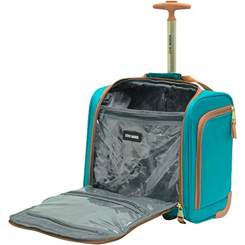 Steve Madden Designer Luggage Collection- 3 Piece Softside Expandable Lightweight Spinner Suitcases- Travel Set Includes Under Seat Bag, 20-Inch Carry On & 28-Inch Checked Suitcase (Harlo Teal Blue) 4 Steve Madden Designer Luggage Collection- 3 Piece Softside Expandable Lightweight Spinner Suitcases- Travel Set Includes Under Seat Bag, 20-Inch Carry On & 28-Inch Checked Suitcase (Harlo Teal Blue) - Image 2