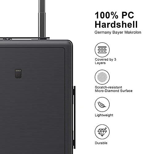 LEVEL8 Luminous Textured Medium Checked Luggage, 24β Hardshell Suitcase, Lightweight PC Textured Hardside Spinner Trolley For Luggage, TSA Approved Checked Luggage With 8 Spinner Wheels, Dark Grey, 24-Inch Checked-In 8 LEVEL8 Luminous Textured Medium Checked Luggage, 24β Hardshell Suitcase, Lightweight PC Textured Hardside Spinner Trolley For Luggage, TSA Approved Checked Luggage With 8 Spinner Wheels, Dark Grey, 24-Inch Checked-In - Image 6