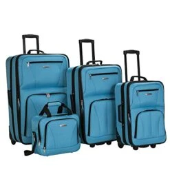 Rockland Journey Softside Upright Luggage Set, Turquoise, 4-Piece (14/19/24/28)