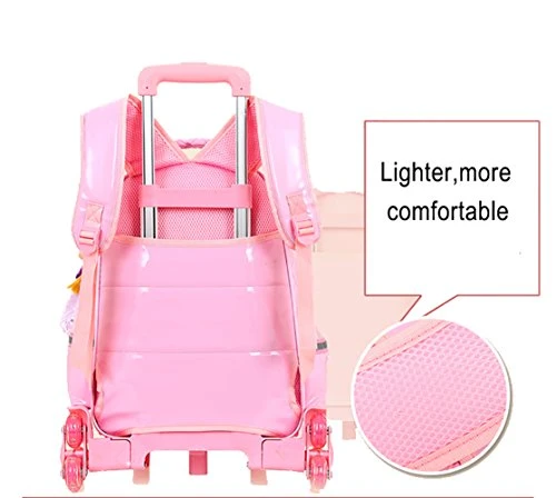 Meetbelify Rolling Backpacks For Girls School Bags Trolley Handbag With Lunch Bag Style B-Pink 9 Meetbelify Rolling Backpacks For Girls School Bags Trolley Handbag With Lunch Bag Style B-Pink - Image 7