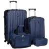 Travelers Club Midtown Hardside 4-Piece Luggage Travel Set, Navy Blue