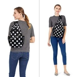 MOSISO Sling Backpack,Travel Hiking Daypack White Dot Rope Crossbody Chest Bag, Black -Vera Bradley Shop 41V2Kogfu L