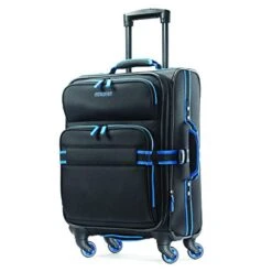 American Tourister Eclipse Softside Spinner Luggage (Black/Blue, 20 Inch)