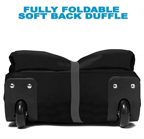 Wheeled Duffle Bag Luggage - 100L Large Rolling Duffel Bag 30 Inch Folding Duffle Bag For Travel - Packable Duffle Bag With Rollers (Black) 6 Wheeled Duffle Bag Luggage - 100L Large Rolling Duffel Bag 30 Inch Folding Duffle Bag For Travel - Packable Duffle Bag With Rollers (Black) - Image 4