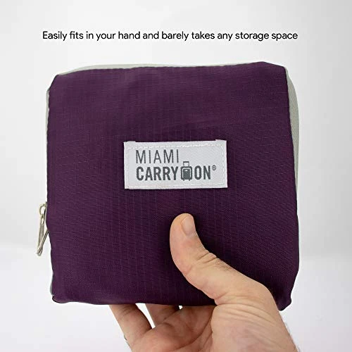 Miami CarryOn Travel Foldable Handbag - Folds To A Compact 6 X 6 X 1-1/2 Inches (Purple-Gray) 6 Miami CarryOn Travel Foldable Handbag - Folds To A Compact 6 X 6 X 1-1/2 Inches (Purple-Gray) - Image 4