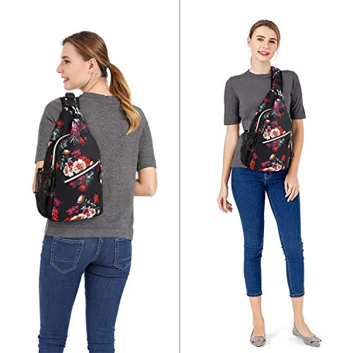 MOSISO Sling Backpack,Travel Hiking Daypack Cottonrose Crossbody Shoulder Bag, Black 5 MOSISO Sling Backpack,Travel Hiking Daypack Cottonrose Crossbody Shoulder Bag, Black - Image 3